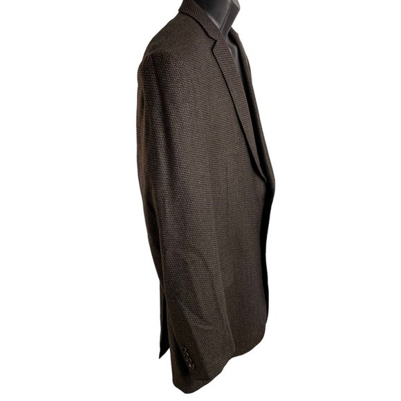 Joseph Abbound Silk Wool Blazer Jacket 46 Brown Blue 2 Button Lined Pockets - Picture 5 of 6